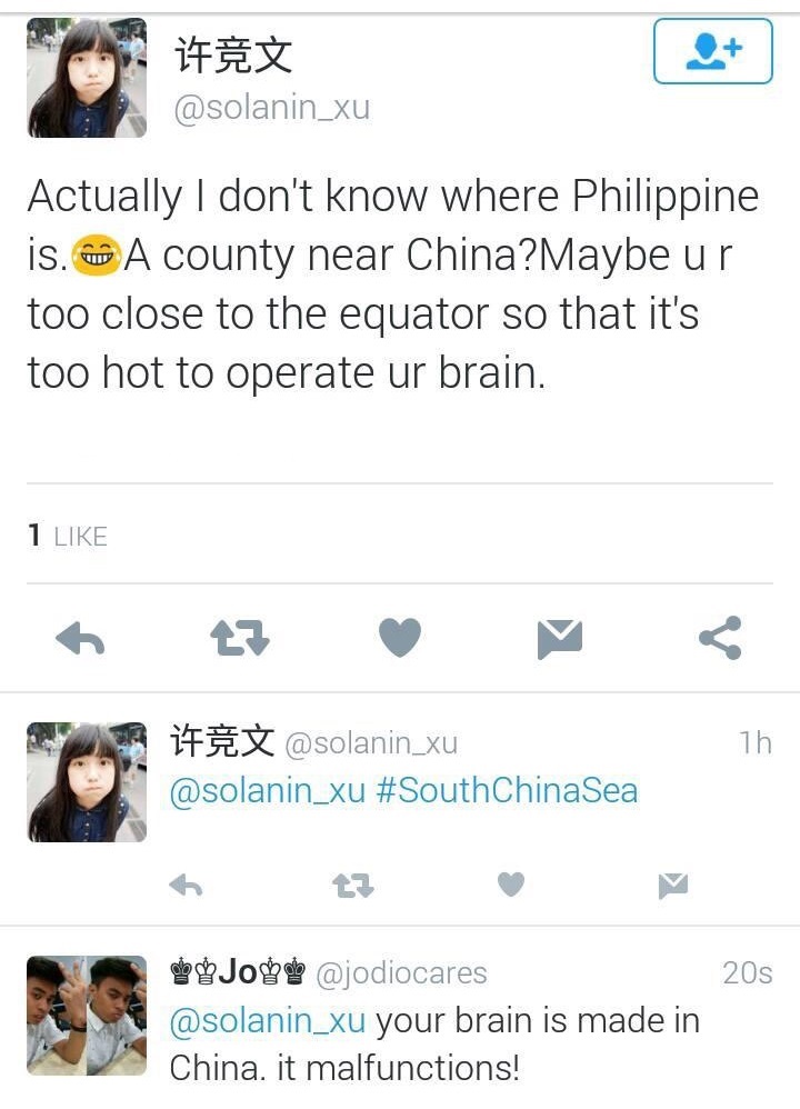 short guys twitter - Actually I don't know where Philippine is. A county near China? Maybe ur too close to the equator so that it's too hot to operate ur brain. Jogy your brain is made in China. it malfunctions!