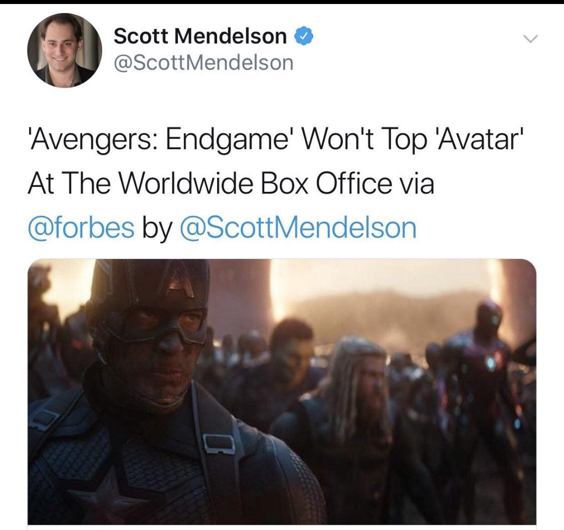 battle of earth avengers endgame - Scott Mendelson Mendelson 'Avengers Endgame' Won't Top 'Avatar At The Worldwide Box Office via by