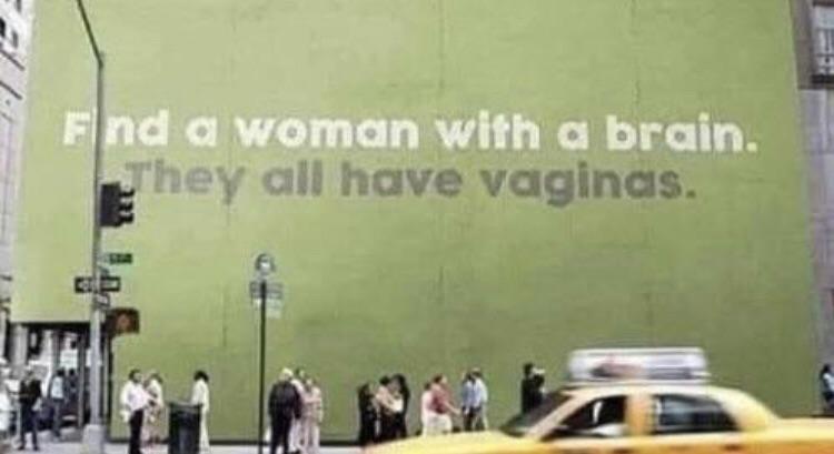 all women have vaginas that's where you re wrong - Find a woman with a brain. They all have vaginas.