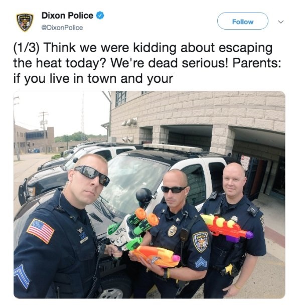 Dixon Police Think we were kidding about escaping the heat today? We're dead serious! Parents if you live in town and your