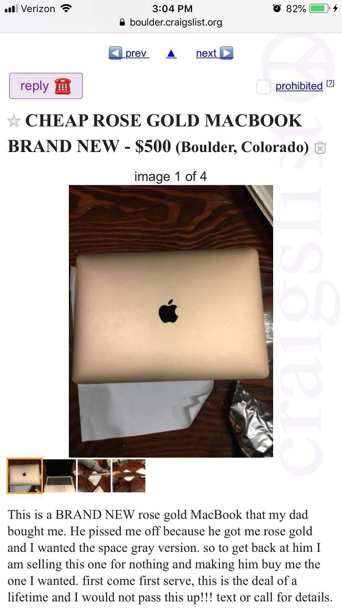 Cheap Rose Gold Macbook Brand New $500 Boulder, Colorado image 1 of 4 This is a Brand New rose gold MacBook that my dad bought me. He pissed me off because he got me rose gold and I…