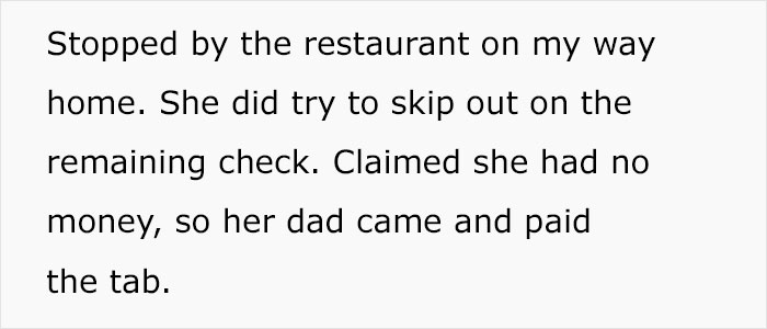 Smart guy bails on this girl who was just using him for free food.