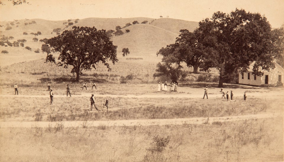Earliest known photograph of baseball being played in California, 1860s.