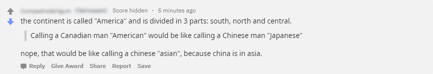 the continent is called "America" and is divided in 3 parts south, north and central. Calling a Canadian man "American" would be calling a Chinese man "Japanese" nope, that would be calling a chinese "asian", because china is in…