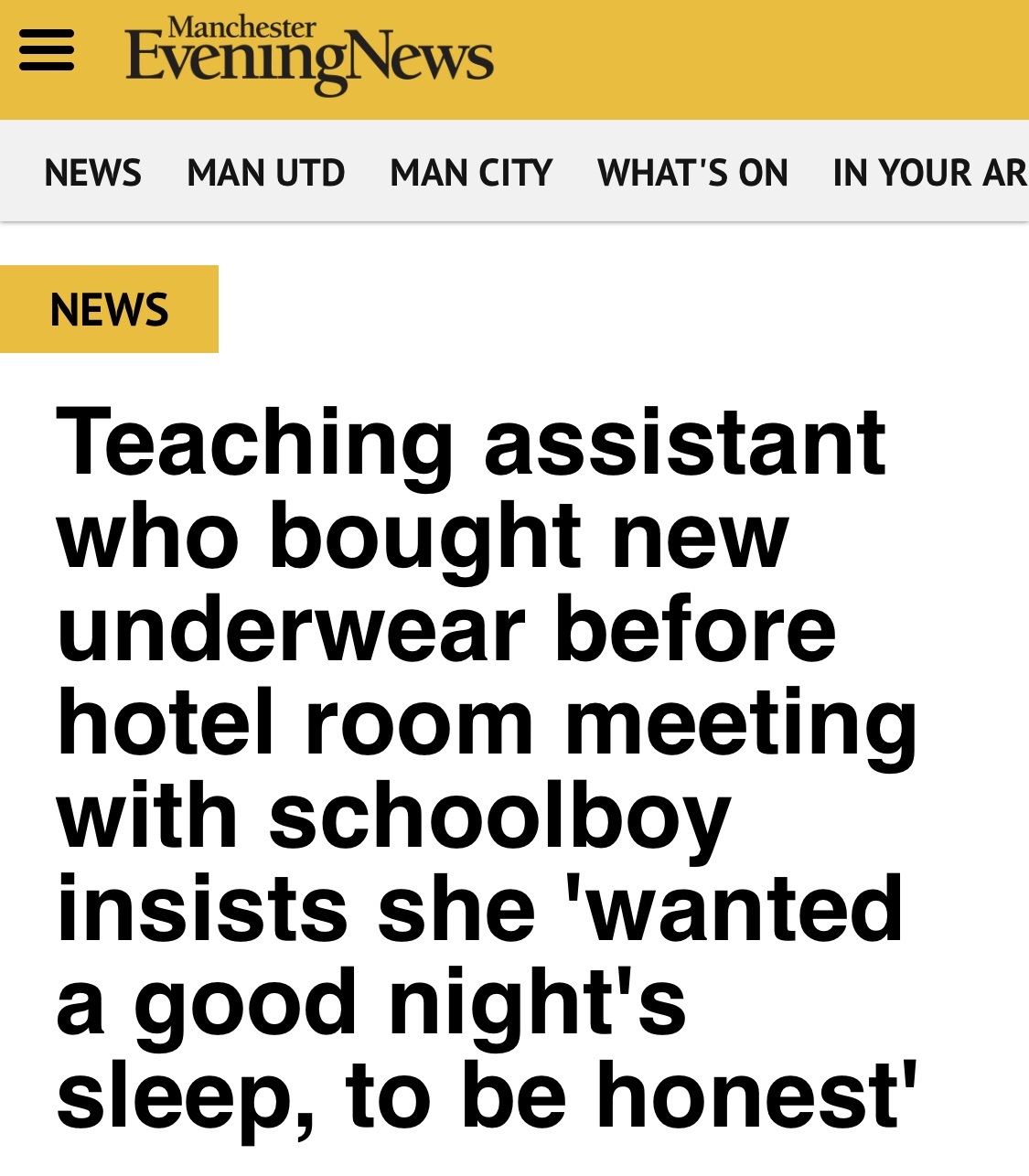 Female teaching assistant caught trying to sleep with schoolboy.