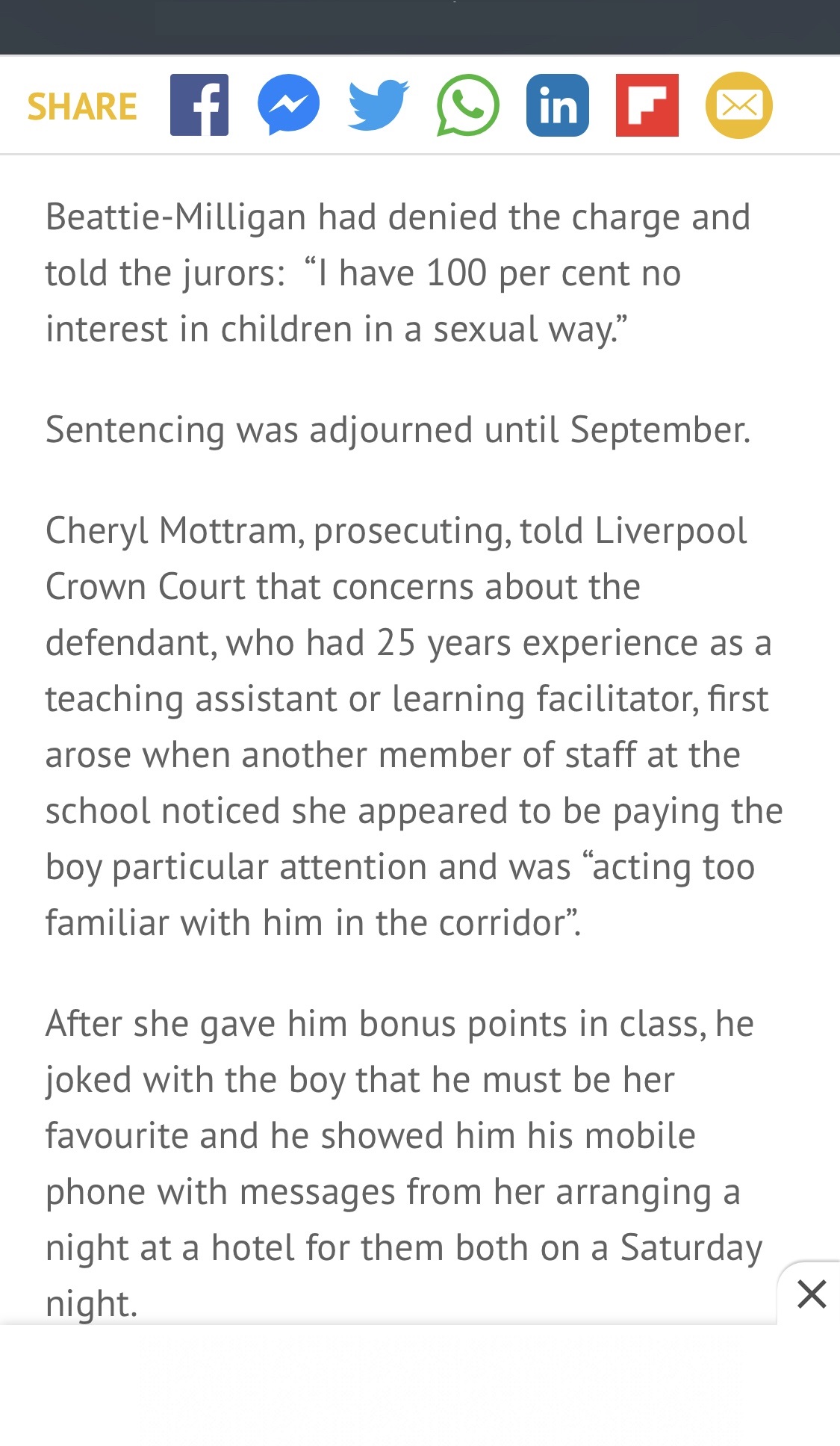 Female teaching assistant caught trying to sleep with schoolboy.