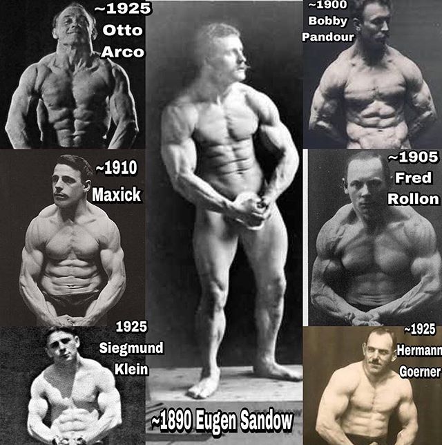 Bodybuilders of the early 1900s.