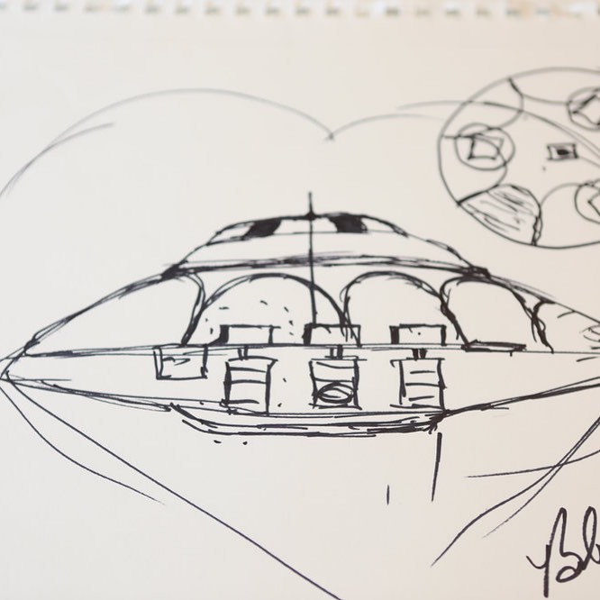 Bob Lazar, who worked at Area 51 sketched the alien spacecraft that he worked on.