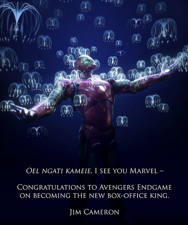 James Cameron congratulates Avengers: Endgame, on becoming the biggest movie of all time.