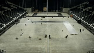 Building a swimming pool inside an arena.