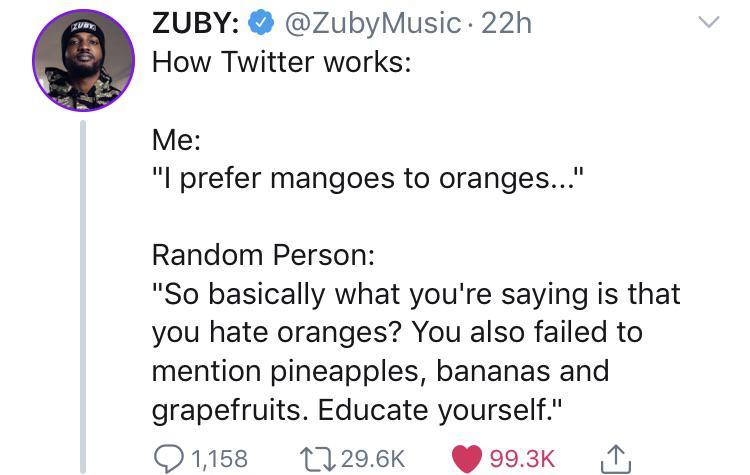Zuby Music 22h How Twitter works Me