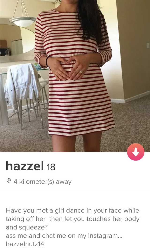 hazzel 18 4 kilometers away Have you met a girl dance in your face while taking off her then let you touches her body and squeeze? ass me and chat me on my instagram... hazzelnutz14