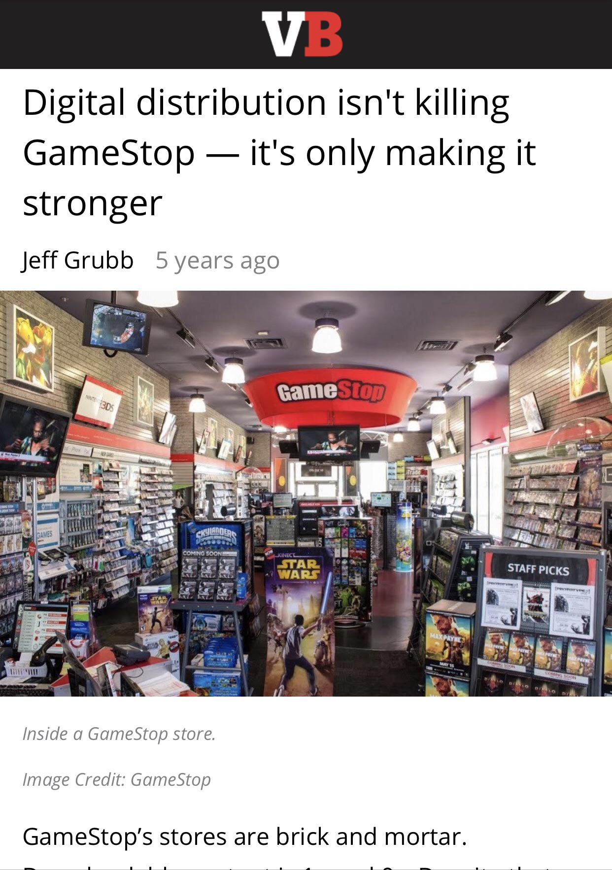 inside gamestop - Digital distribution isn't killing GameStop it's only making it stronger Jeff Grubb 5 years ago Game Stop NNTE3DS Undern Games Coming Soon Kinecl Star Wars Staff Picks Inside a GameStop store. Image Credit GameStop GameStop's stores are 