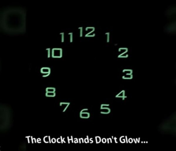 speedometer - 11 12 1o The Clock Hands Don't Glow...