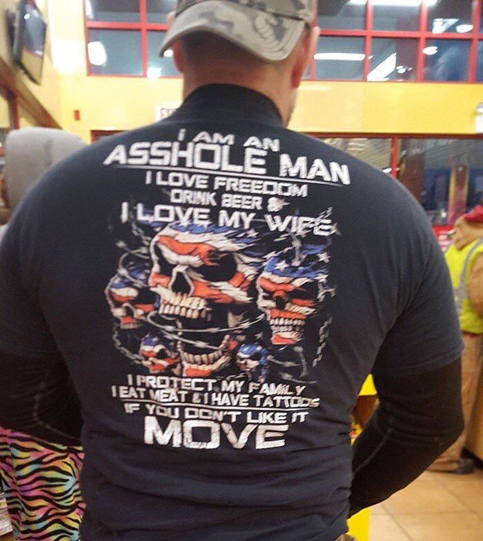 t shirt - Sshole Man I Love Freedom Drink Beer I Love My Wife I Protect My Famly Leatmeat Have Tattoos F You Don'T Ikest Mvet