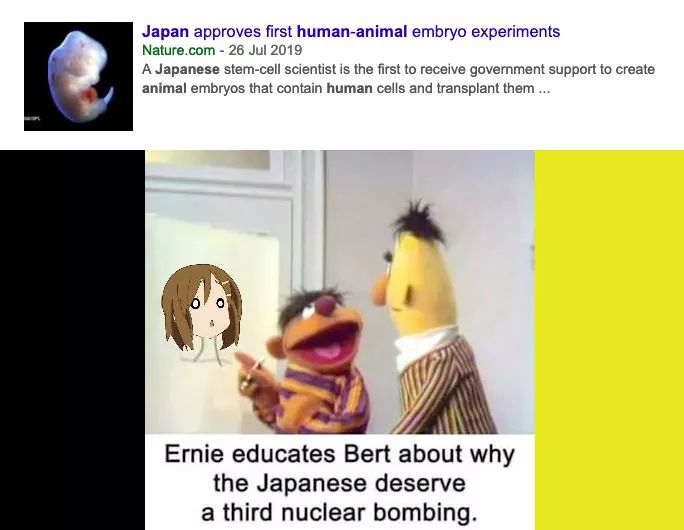 bert and ernie memes - Japan approves first humananimal embryo experiments Nature.com A Japanese stemcell scientist is the first to receive government support to create animal embryos that contain human cells and transplant them ... Ernie educates Bert ab