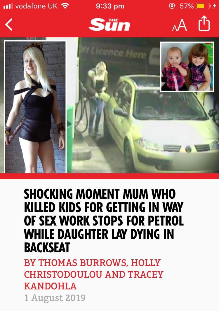 sun - The Sn A Nf Licence Here Shocking Moment Mum Who Killed Kids For Getting In Way Of Sex Work Stops For Petrol While Daughter Lay Dying In Backseat By Thomas Burrows, Holly Christodoulou And Tracey Kandohla