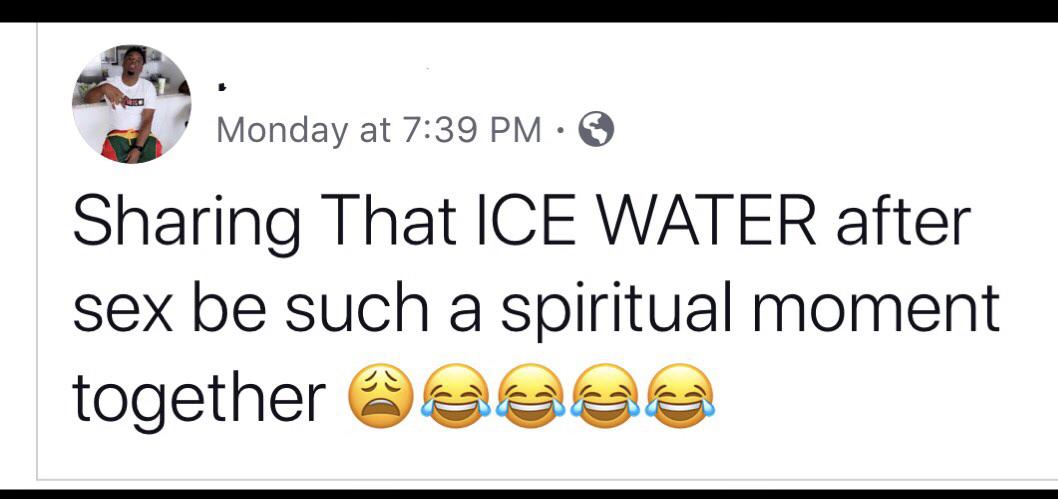 Monday at Sharing That Ice Water after sex be such a spiritual moment together