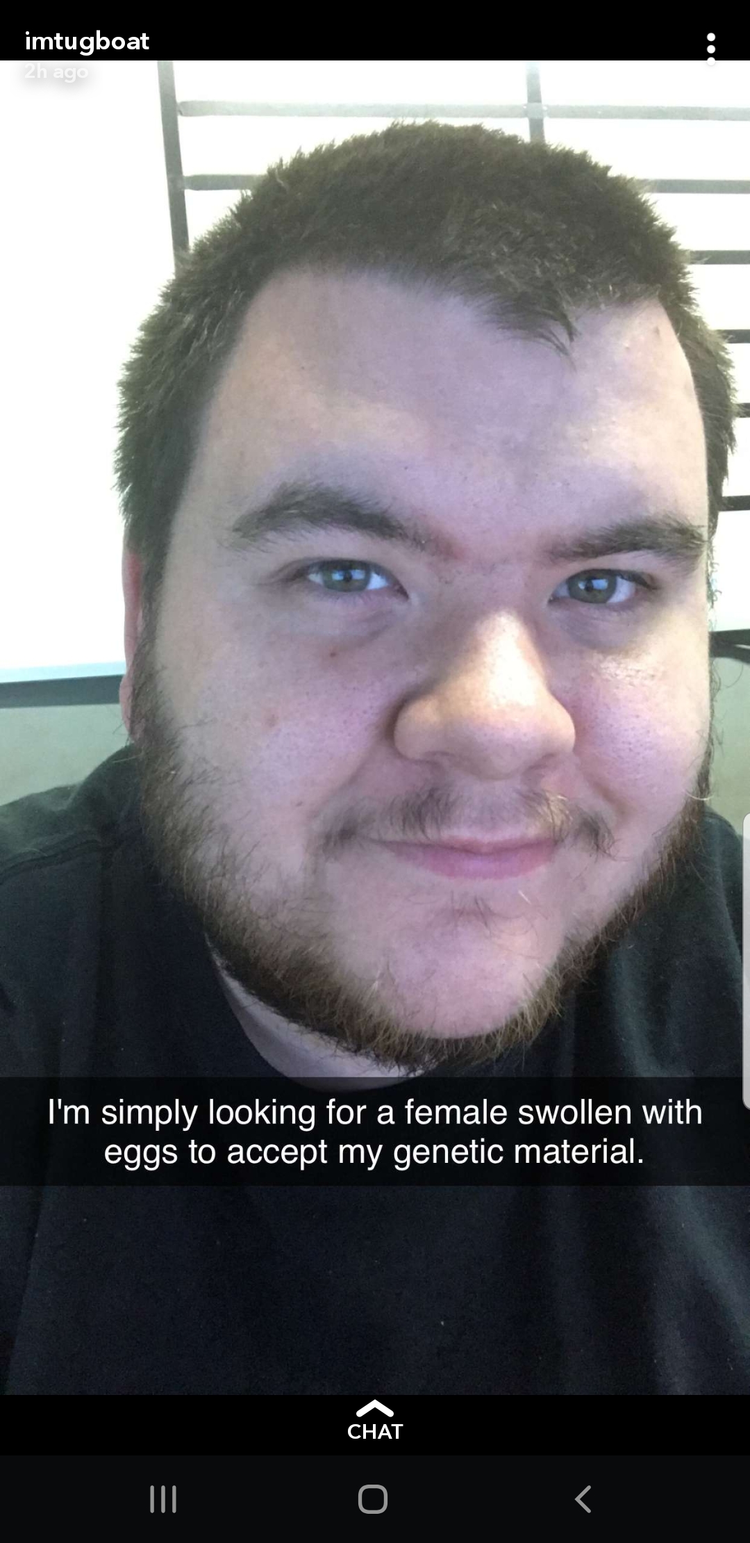 imtugboat I'm simply looking for a female swollen with eggs to accept my genetic material.