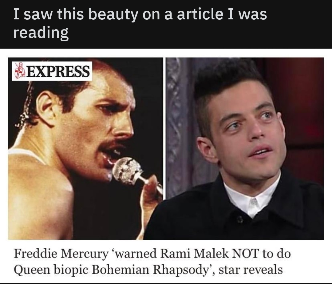 rami malek freddie mercury - I saw this beauty on a article I was reading Express Freddie Mercury 'warned Rami Malek Not to do Queen biopic Bohemian Rhapsody', star reveals