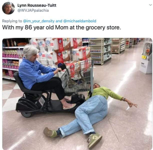 shoe - Lynn RousseauTuitt and With my 86 year old Mom at the grocery store.