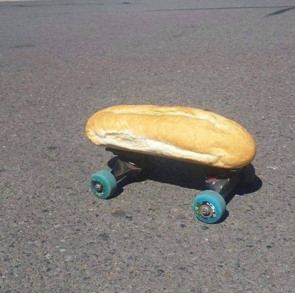 weird pic bread skateboard