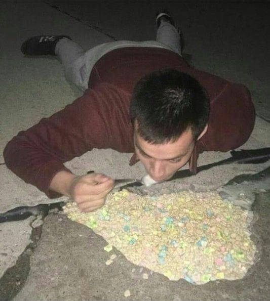 weird pic pothole cereal
