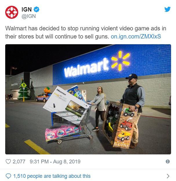 walmart - Ign Walmart has decided to stop running violent video game ads in their stores but will continue to sell guns. on.ign.comZmxixs Walmart Hisense