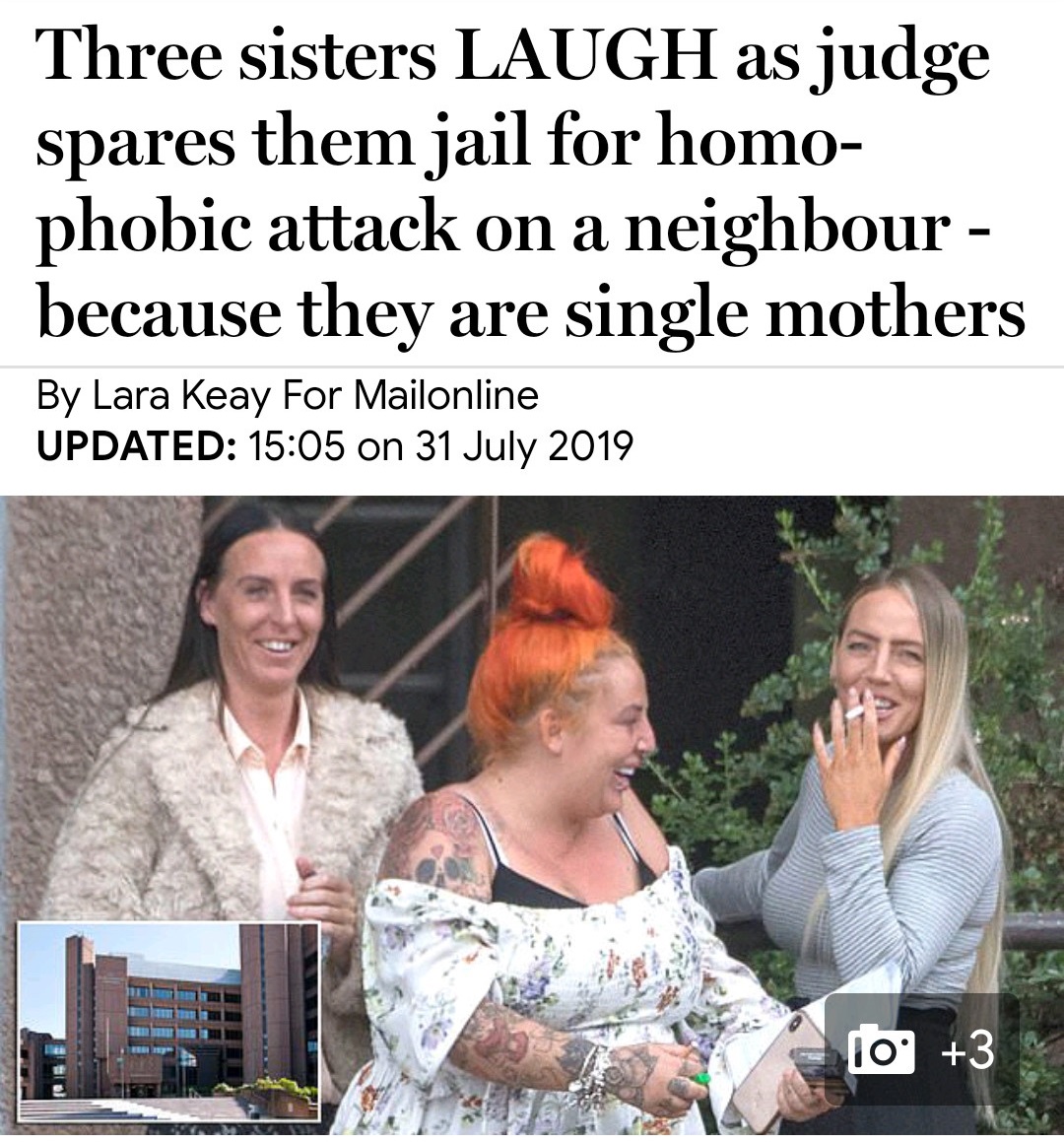 trust - Three sisters Laugh as judge spares them jail for homo phobic attack on a neighbour because they are single mothers By Lara Keay For Mailonline Updated on 10 3