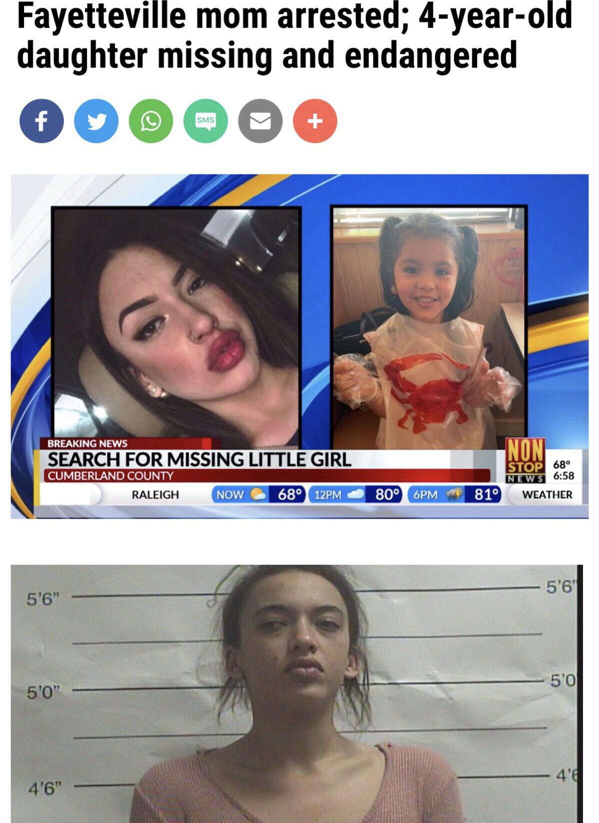 facial expression - Fayetteville mom arrested; 4yearold daughter missing and endangered Sms Non Breaking News Search For Missing Little Girl Cumberland County Raleigh