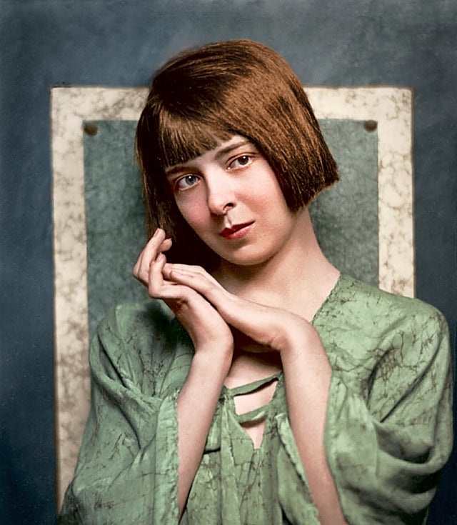 Colleen Moore, silent film actress posing for publicity picture, circa 1926.