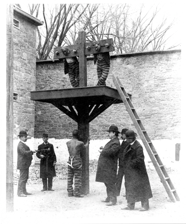 Delaware Pillory and Whipping Post, multi level corporal punishment, circa 1890.