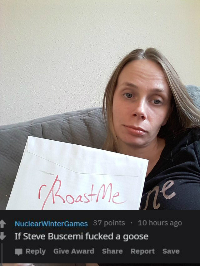 photo caption - rRoast Me ne NuclearWinterGames 37 points 10 hours ago If Steve Buscemi fucked a goose Give Award Report Save