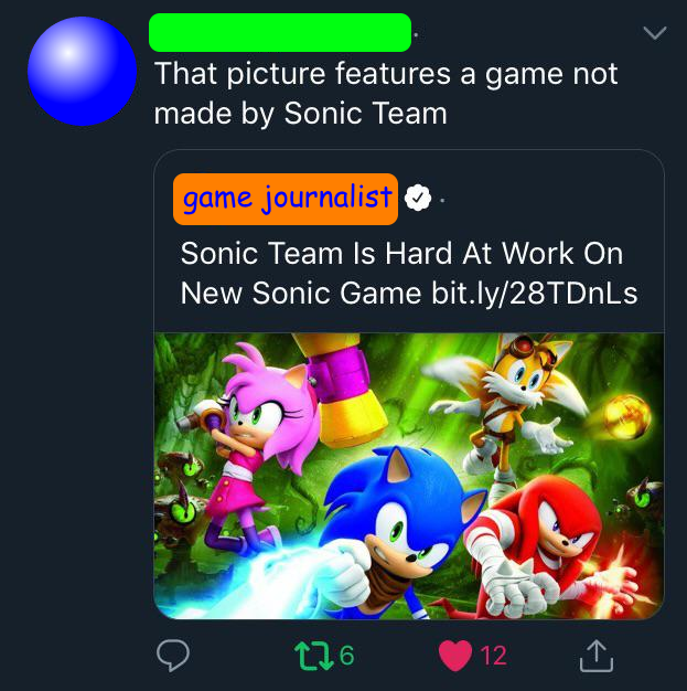 sonic boom rise of lyric nintendo switch - That picture features a game not made by Sonic Team game journalist Sonic Team Is Hard At Work On New Sonic Game bit.ly28TDnLs 126 12 1