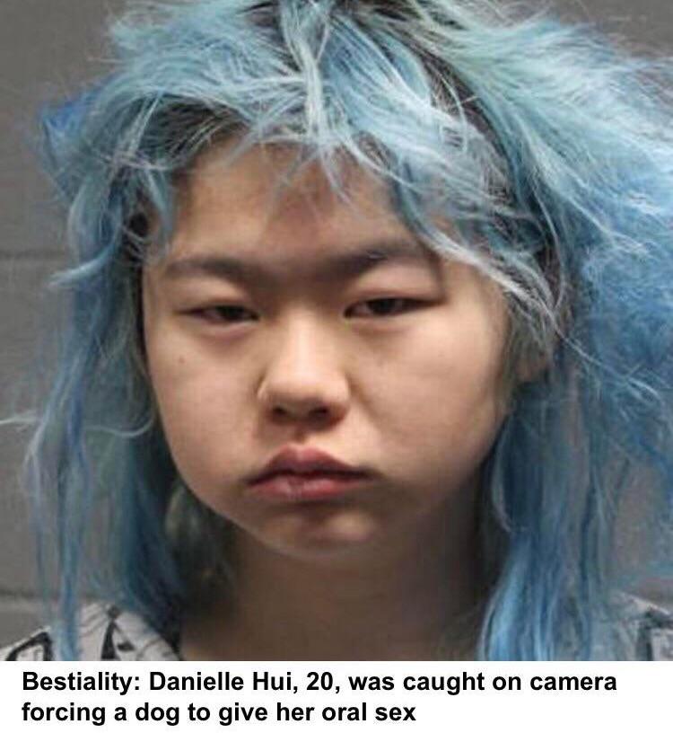 danielle hui - Bestiality Danielle Hui, 20, was caught on camera forcing a dog to give her oral sex