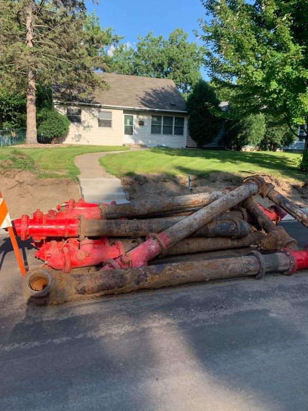 Pile of excavated fire hydrants.