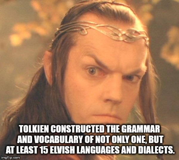our list of allies grows thin - Tolkien Constructed The Grammar And Vocabulary Of Not Only One, But At Least 15 Elvish Languages And Dialects. imgflip.com