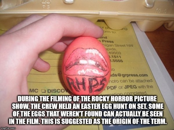 egg - Pro and Press higan Street apids 49503 1.1511 2.5555 ids.com noto can be attached Mc Disco Pdf or Jpeg with the otion.completed During The Filming Of The Rocky Horror Picture Show, The Crew Held An Easter Egg Hunt On Set. Some Of The Eggs That Weren