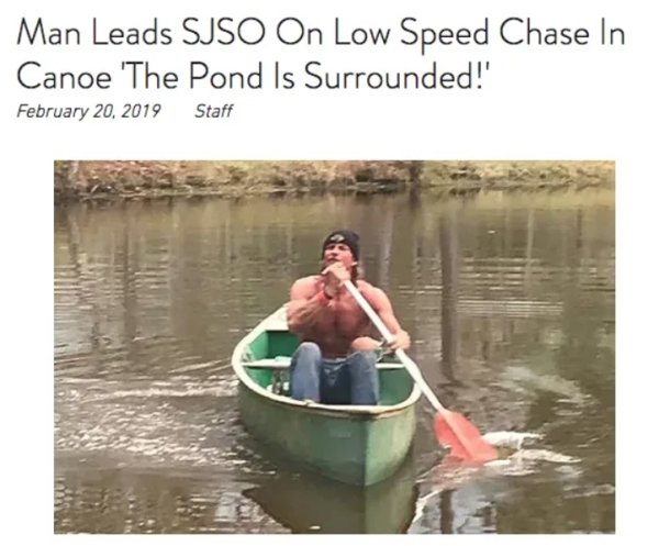 mark mastromarino - Man Leads Sjso On Low Speed Chase In Canoe 'The Pond Is Surrounded!" Staff