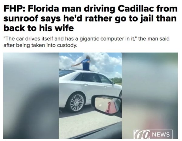 back to school clip art - Fhp Florida man driving Cadillac from sunroof says he'd rather go to jail than back to his wife "The car drives itself and has a gigantic computer in it," the man said after being taken into custody. Co News