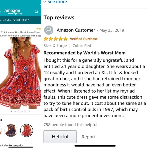 Amazon.com - See more amazon prime Top reviews r to Taylor Seattle 98107 2019 Summer Hot Short Sleeve VNeci al Print Mini Boho Sun Dress with Butti @ Amazon Customer Verified Purchase Size XLarge Color Red Recommended by World's Worst Mom I bought this fo