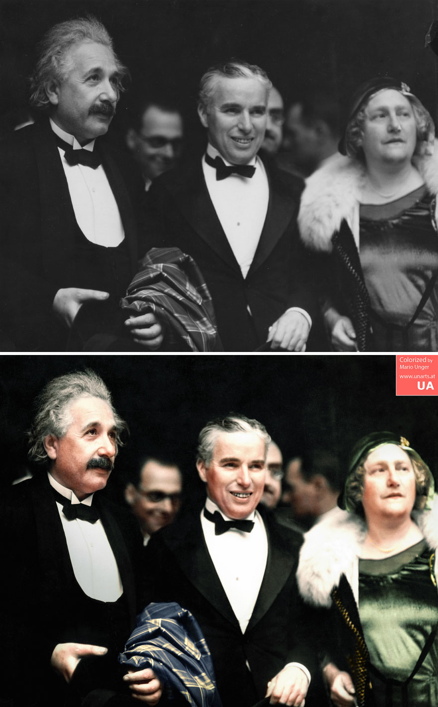colorized vintage einstein chaplin - Colorized by Mario Unger Ua