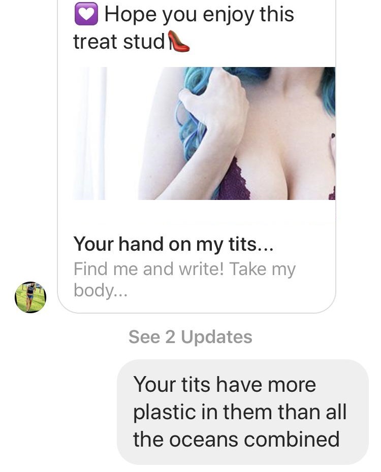neck - Hope you enjoy this treat studi Your hand on my tits... Find me and write! Take my body... See 2 Updates Your tits have more plastic in them than all the oceans combined