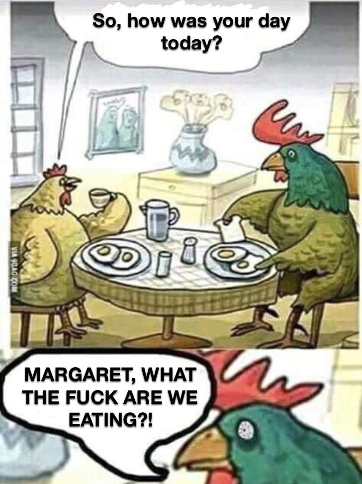 fuck are we eating margaret - So, how was your day today? Via Scag COM4 Margaret, What The Fuck Are We Eating?!