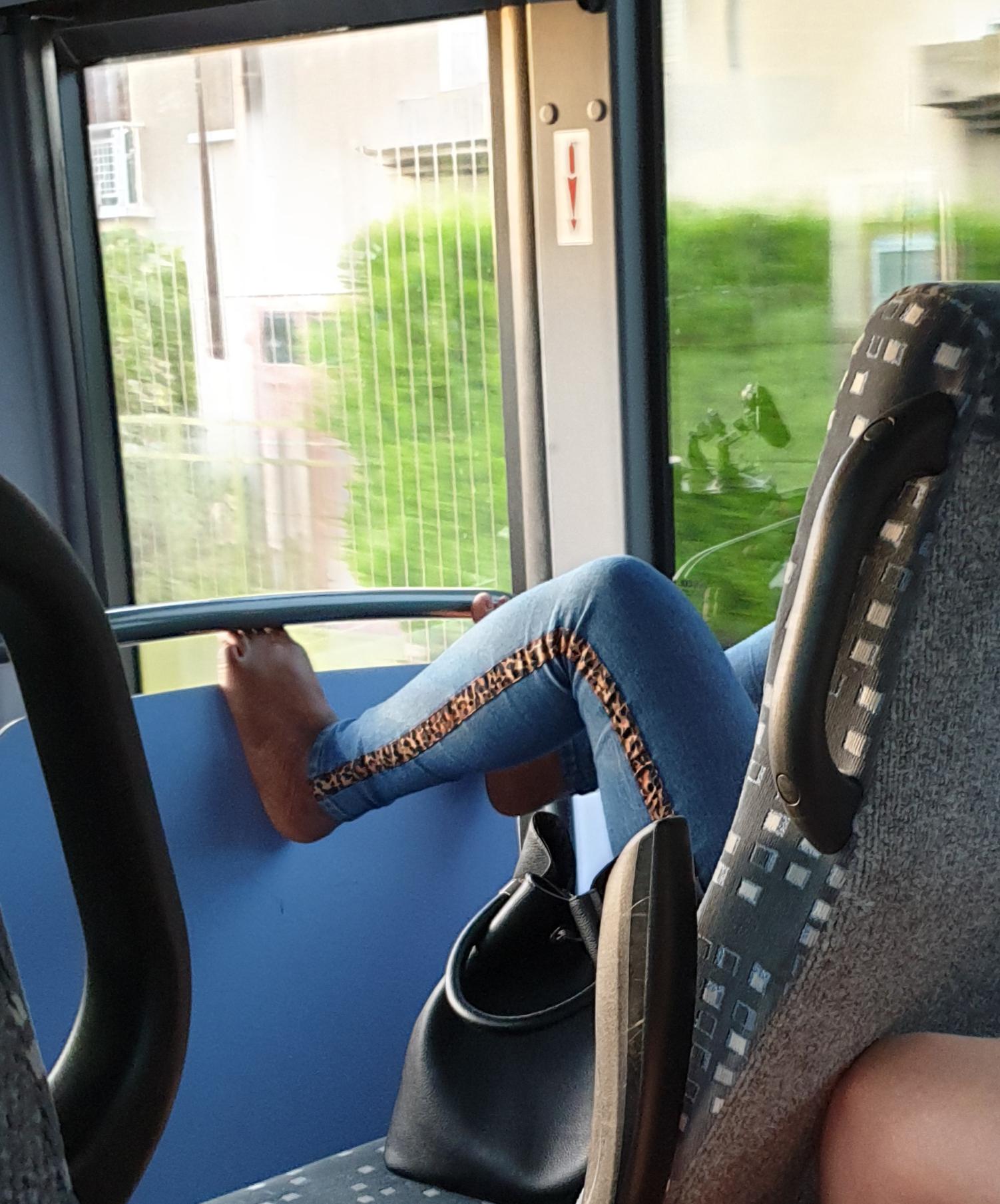 bare feet on bus