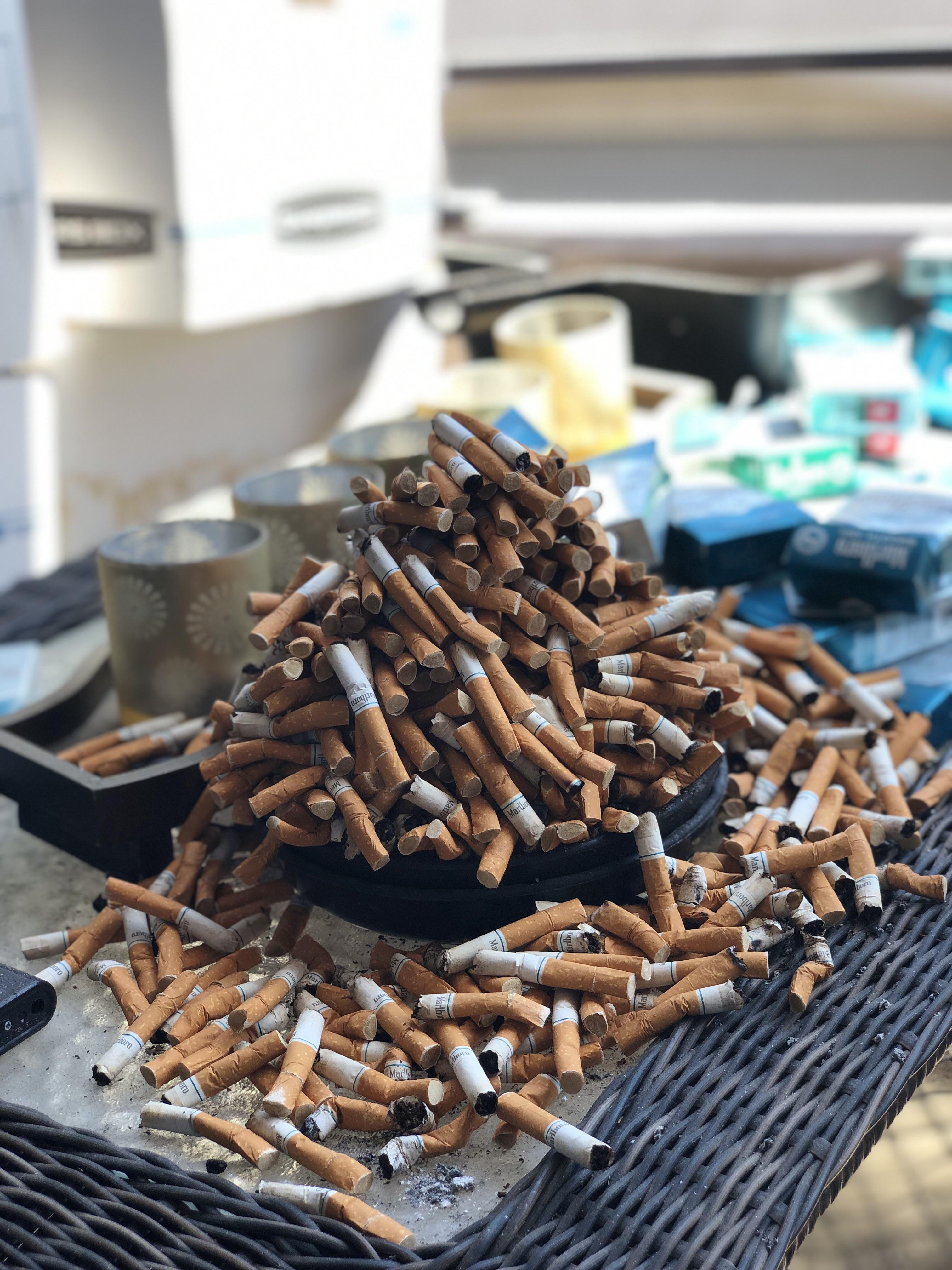 massive pile of cigarettes