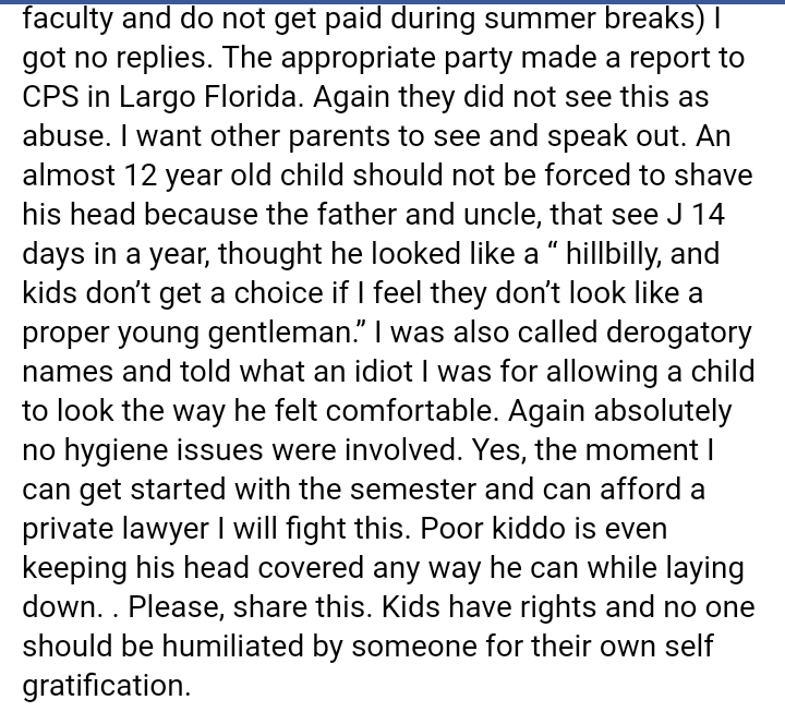 short story critique - faculty and do not get paid during summer breaks | got no replies. The appropriate party made a report to Cps in Largo Florida. Again they did not see this as abuse. I want other parents to see and speak out. An almost 12 year old c