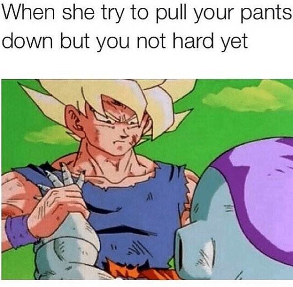 dragon ball sex memes - When she try to pull your pants down but you not hard yet