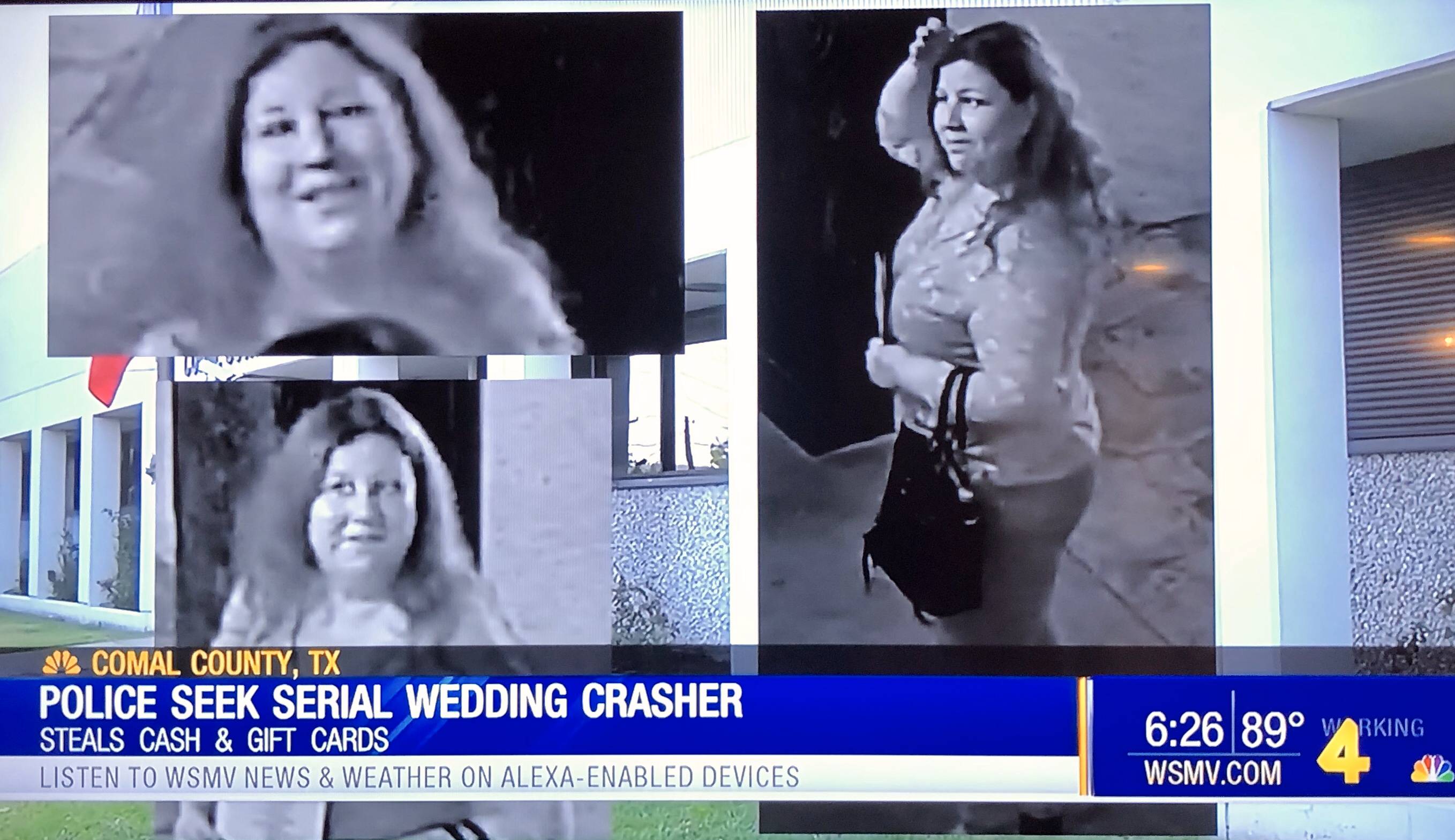 video - S Comal County, Tx Police Seek Serial Wedding Crasher Steals Cash & Gift Cards Listen To Wsmv News & Weather On AlexaEnabled Devices 89 Working Bking Wsmv.Com