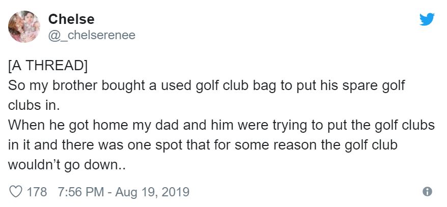 Man finds strange sexual object inside used golf bag.